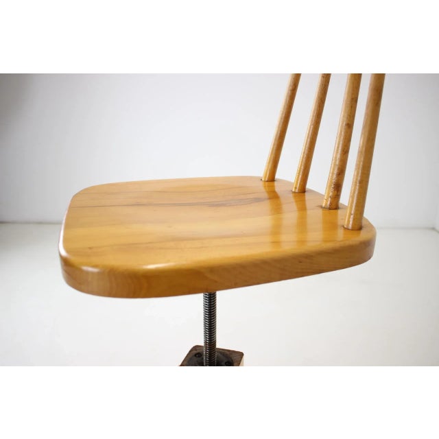 Mid-Century Wood Revolving Chair, Czechoslovakia, 1970s For Sale - Image 14 of 15