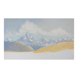 Late 20th Century Mountain Landscape Unfinished Painting For Sale