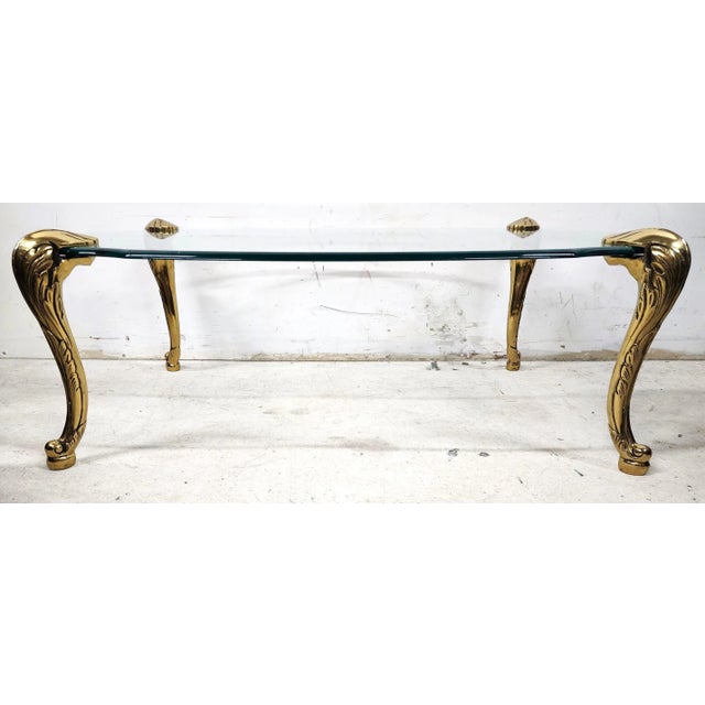 Chapman Manufacturing Company Vintage French Provincial Coffee Table Brass & Glass by Chapman For Sale - Image 4 of 12