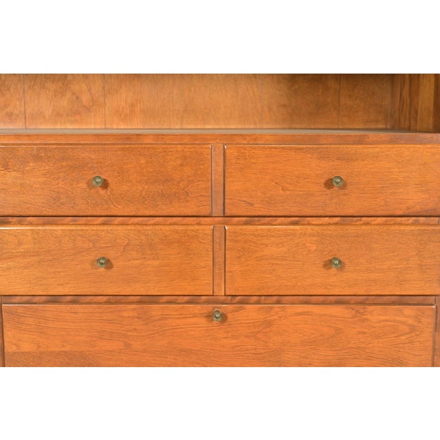 Ethan Allen American Colonial Solid Maple Secretary Desk Hutch Top or Wall Unit, Circa 1970s For Sale - Image 11 of 16
