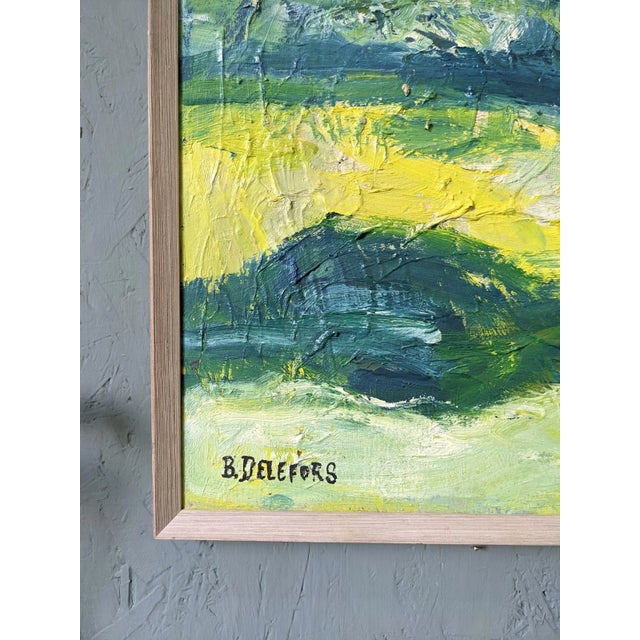 Mid-Century Modern Swedish "Waves" Vintage Abstract Oil Painting, Framed For Sale - Image 12 of 13