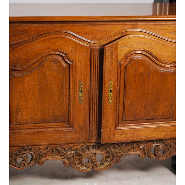 Mid 20th Century Monumental 10-Foot French Louis XV Provincial Carved Walnut Enfilade Sideboard For Sale - Image 9 of 11
