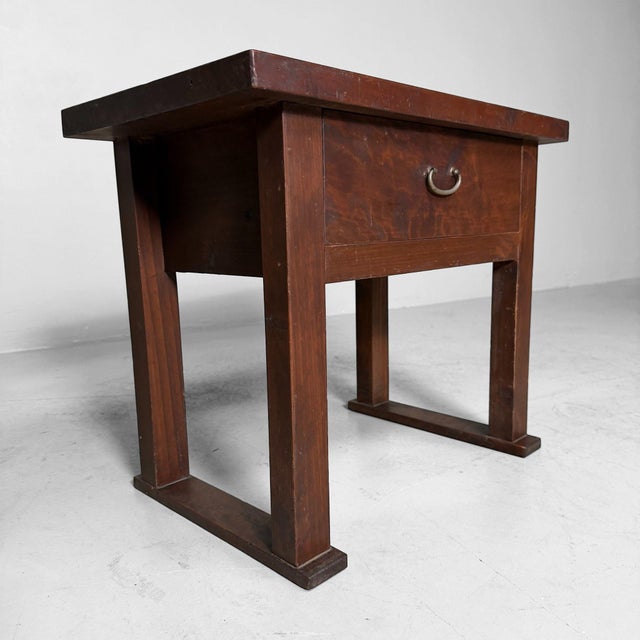 Japanese Minimalist Side Table with Drawer, 1920s For Sale - Image 9 of 12