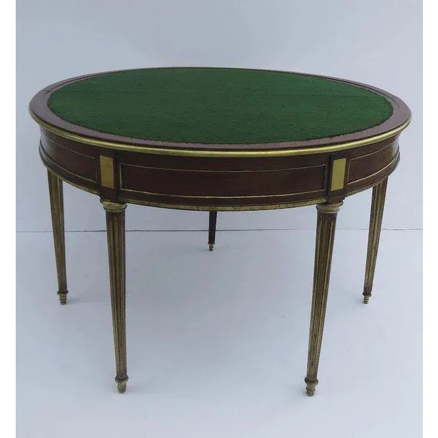 1780 French Mahogany and Brass Banded Three fold Game Table Demilune For Sale In Denver - Image 6 of 10