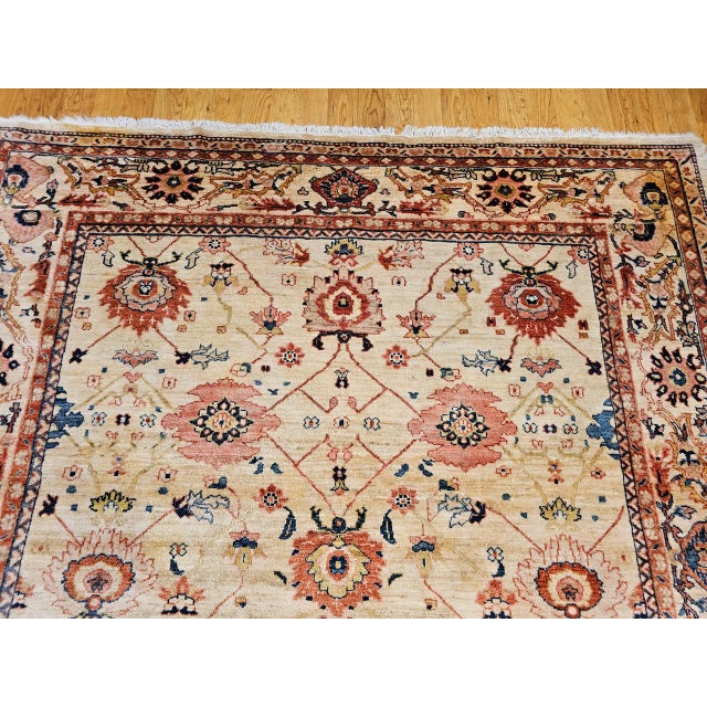 Vintage Persian Mahal Sultanabad Rug, Hand-Knotted Wool, Geometric Pattern, 9x12, Ivory & Blue For Sale - Image 11 of 18