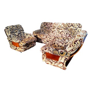 Living Room Sofa and Armchairs, 1970s, Set of 3 For Sale