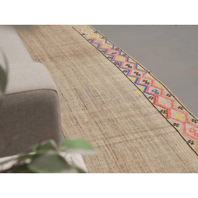 Textile 1970s Vintage Handmade Wool Cotton Grey Area Rug For Sale - Image 7 of 11