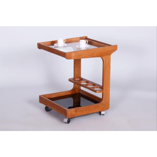 Mid-Century Modern Mid-Century Trolley in Mahogany and Glass, Czechia, 1960s For Sale - Image 3 of 12
