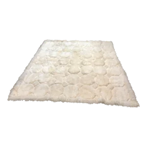 Vintage Handcrafted Alpaca Fur Hide Throw With Leather Patchwork