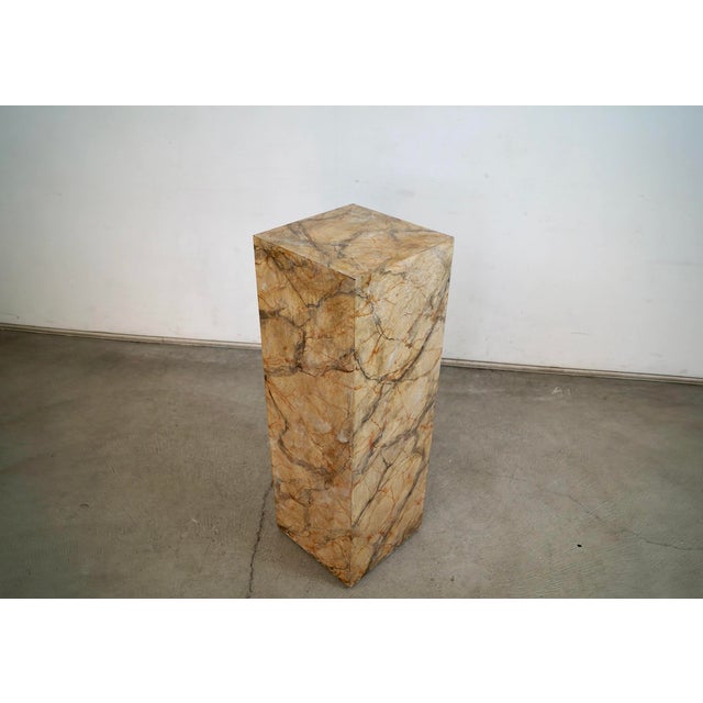 Apricot 1970’s Postmodern Faux Marble Pedestal Column For Sale - Image 8 of 12