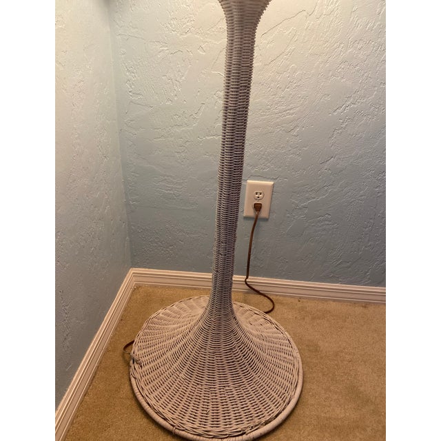 Mid 20th Century Vintage Wicker Floor Lamp With Mushroom Shade. Mid Century or Earlier For Sale - Image 5 of 8