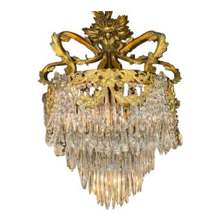 19th French Louis XV Gilt Bronze and Crystal Chandelier For Sale