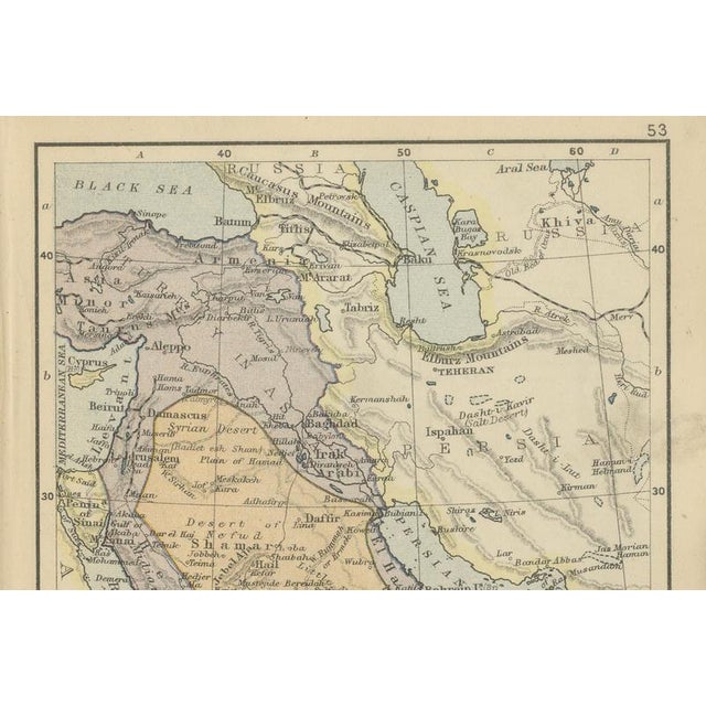 Paper Antique Miniature Map of Arabia from Johnston, 1909 For Sale - Image 7 of 9
