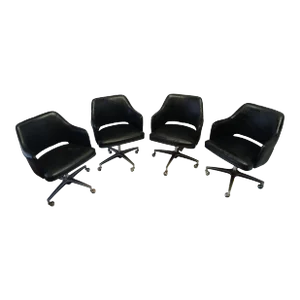 1970s Vintage Modern Brody Swiveling and Rolling Chairs - Set of 4