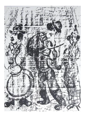 Marc Chagall the Wandering Musicians 12.5" X 9.5" Lithograph 1957 Modernism Black & White