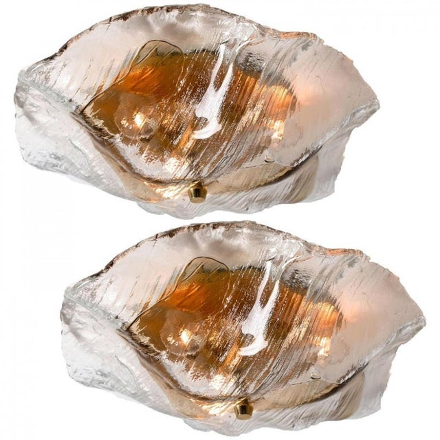 Amber and Clear Flush Mount attributed to J. T. Kalmar for Kalmar, Austria, 1960s For Sale - Image 10 of 18