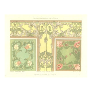 C1900 French Art Nouveau Botanical Chromolithograph-Poppy For Sale