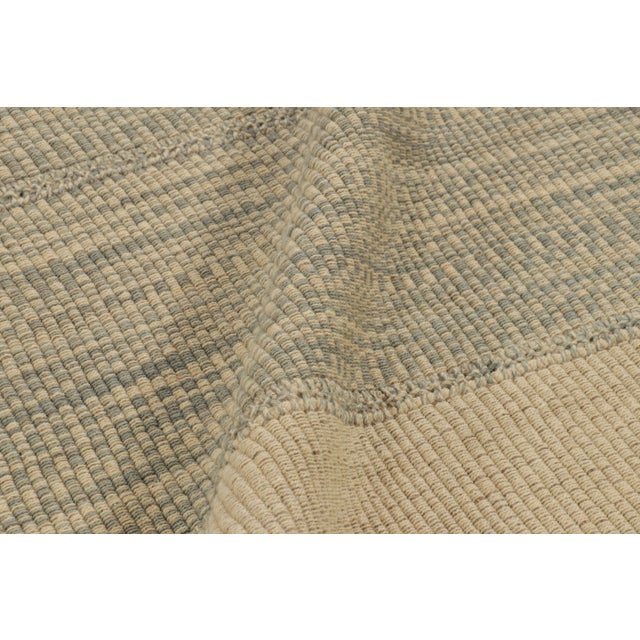 Textile Rug & Kilim’s Contemporary Kilim in Beige and Ice Blue Striae For Sale - Image 7 of 8