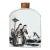 Fun Vintage Black and White Snuff Bottle With Jumping Dog and People Design 4.5"x3"x1.5" For Sale