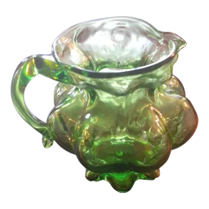 Vintage Kanawha Glass Green Bulbous Miniature Pitcher