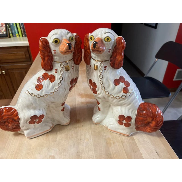 Pair of Antique Decorated Staffordshire Dogs, Circa 1860's For Sale - Image 16 of 16