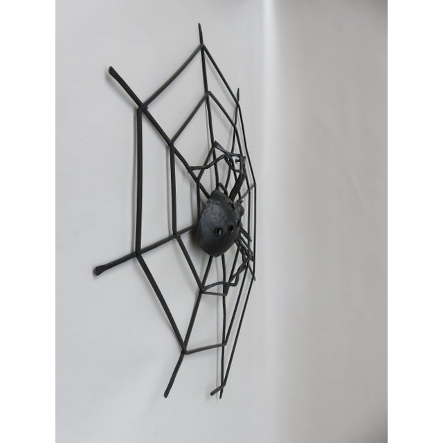 Mid-Century Modern Black Iron Wall Decoration Spider, 1950s For Sale - Image 3 of 18