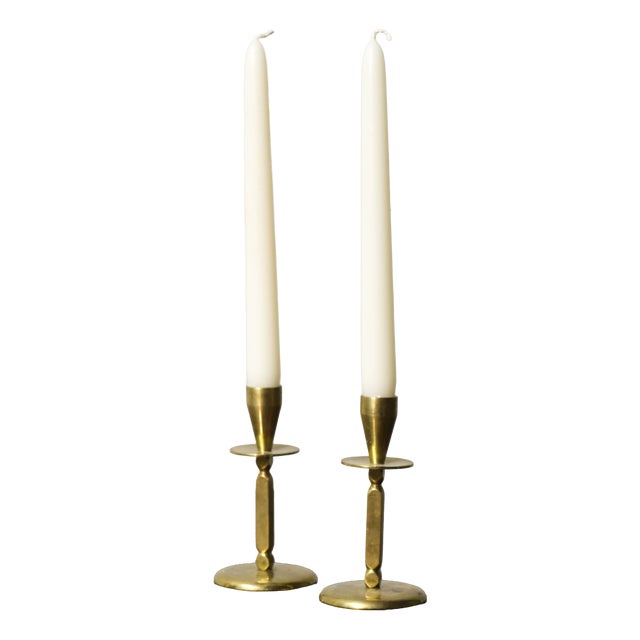 Mid-Century Modern Brass Candleholders from Kara Denmark, 1960s, Set of 2 For Sale