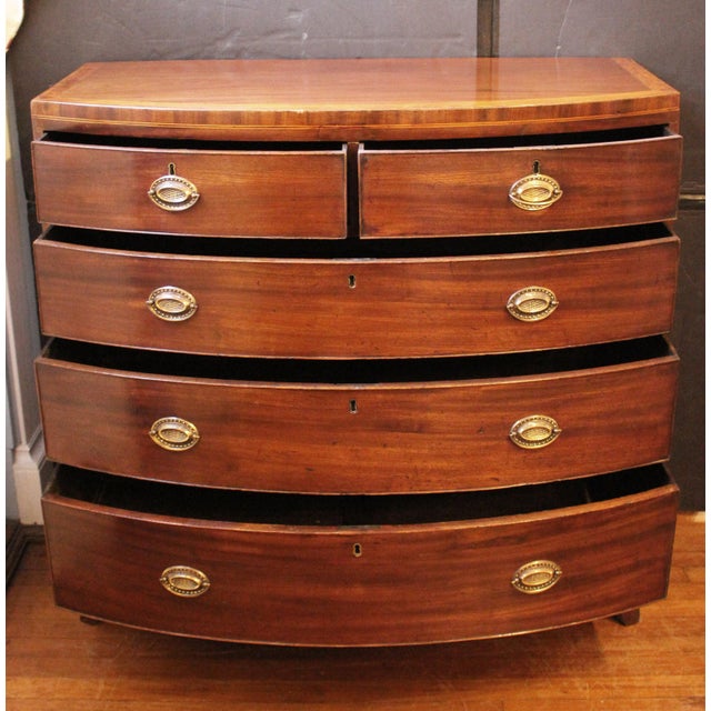 Late 18th Century Late 18th Century English George III Period Bowfront Chest of Drawers For Sale - Image 5 of 15