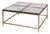 Modern Square Cocktail Table in Aged Brass and Cast Glass For Sale