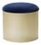 Brushed Brass “Mushroom” Pouf Ottoman in Navy Velvet by Montage For Sale