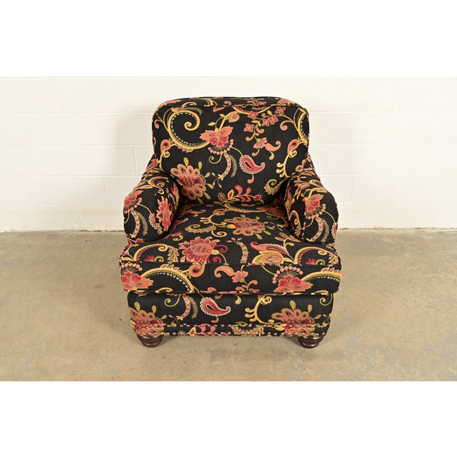 Smith Brothers of Berne Contemporary Lounge Chair and Ottoman in Paisley Upholstery For Sale In South Bend - Image 6 of 16