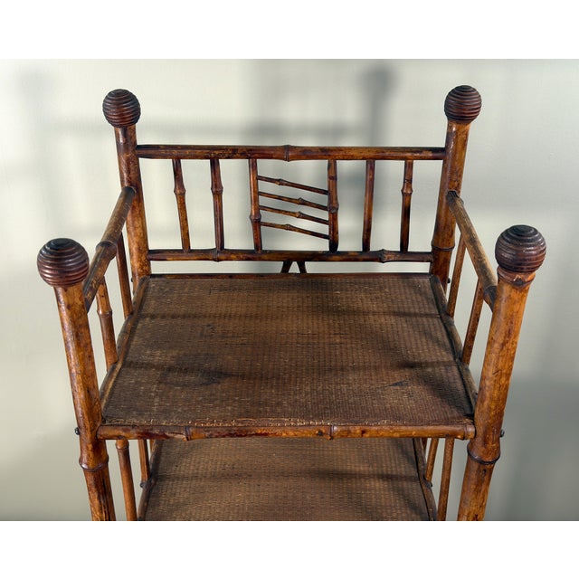 Mid 20th Century Diminutive Antique Bamboo Etagere Small 3 Shelf Bookshelf For Sale - Image 5 of 11