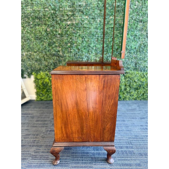Antique Victorian Dressing Table With Tri-Fold Mirrors and Celluloid Handles (French Ivory) For Sale - Image 11 of 18