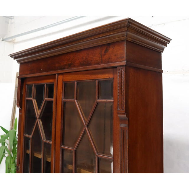 Tall Narrow English Turn of Century Mahogany Georgian Secretary Beveled Glass For Sale - Image 6 of 13