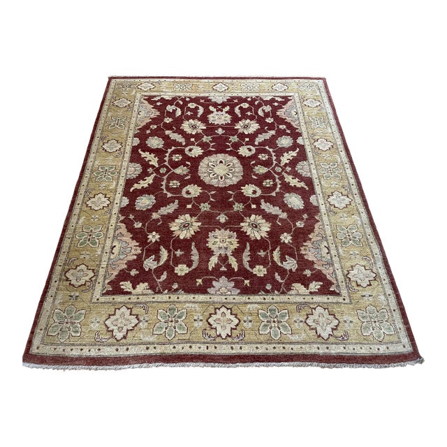 Boho Chic Sultanabad Design Afghan Hand‑Knotted Wool Rug – 6′2″ × 7′8″ For Sale