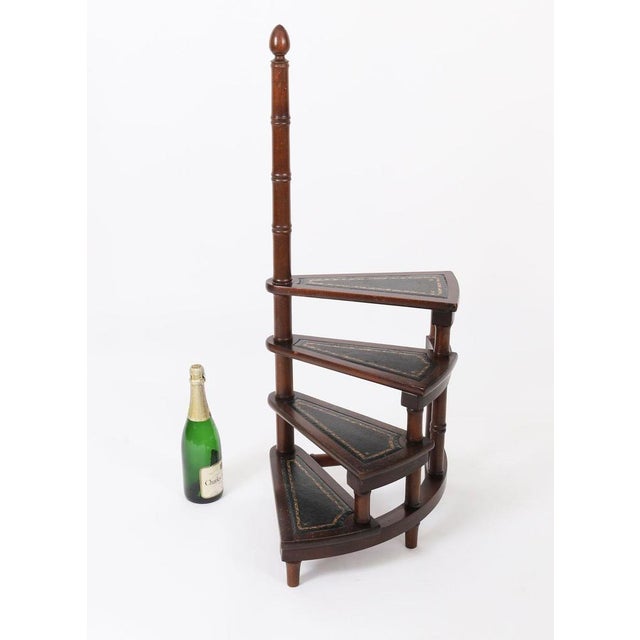 Brown Vintage Mahogany Spiral Library Steps, 1980s For Sale - Image 8 of 9