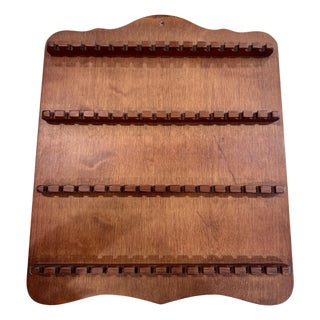 Vintage Wooden Spoon Rack, 4-Tier Souvenir Spoon Display, Wall-Mounted Collectible Spoon Holder For Sale