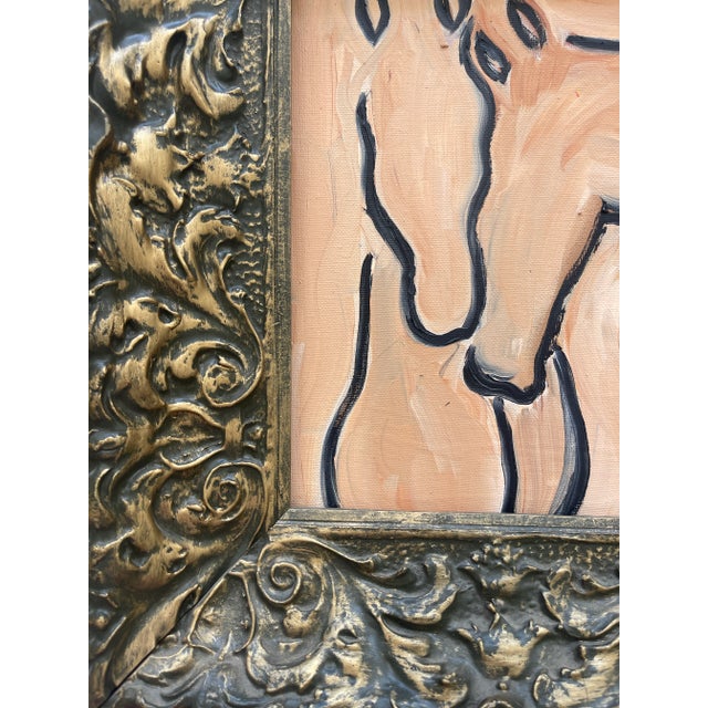 Ellie and Pru at Devon Story: Framed in a perfectly weathered antique gilded frame, Ellie & Pru at Devon is an 8” x 10”...