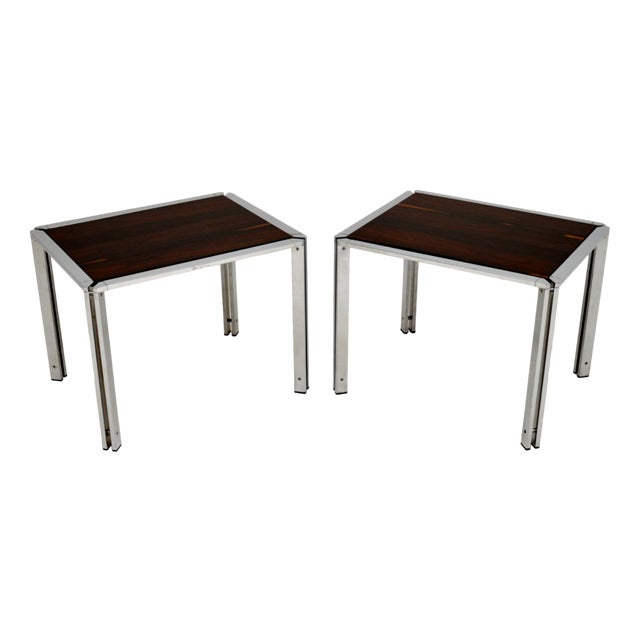 Vintage Italian Chrome Side Tables, 1960s, Set of 2 For Sale