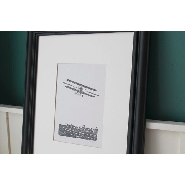 Vintage Airplane Original Woodblock Print by Michelle Farro For Sale - Image 9 of 11