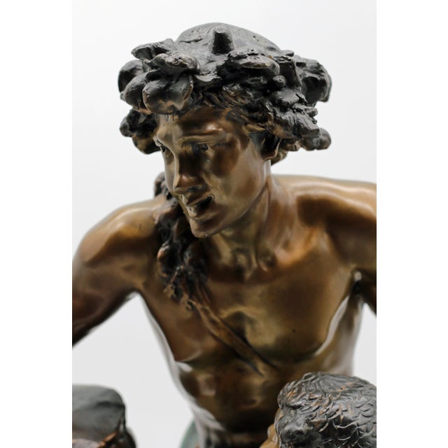Late 19th Century Large Late 19th Century Bronze Satyr Group in the Manner of Clodion on Marble Base For Sale - Image 5 of 7