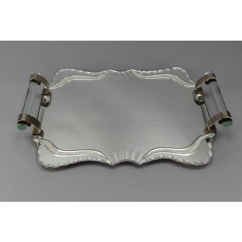 Art Deco Cut Mirror in Glass and Chrome Serving Tray, France, 1930s For Sale - Image 14 of 18