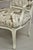 Vintage French Country Louis XV Style White Distress Painted Arm Chairs - A Pair For Sale - Image 9 of 12