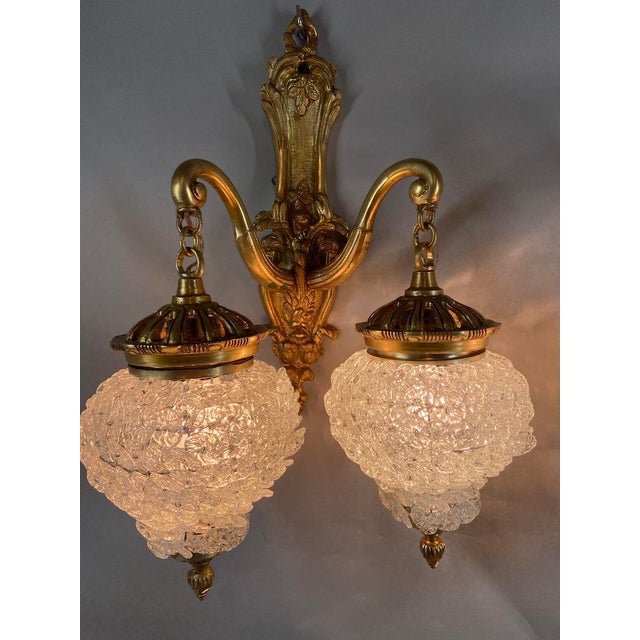 1980s French Louis XVI Gold Bronze Crystal Wall Lamps / Sconces - Pair For Sale - Image 11 of 18
