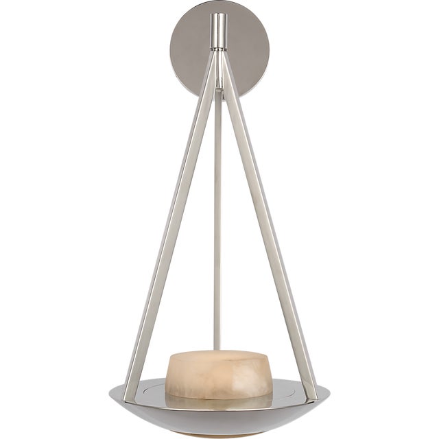 Metal Barbara Barry for Visual Comfort Signature Divina 19" Floating Bowl Sconce in Polished Nickel with Alabaster For Sale - Image 7 of 12