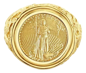 Lady Liberty Coin Ring with Tree Branch, Size 5