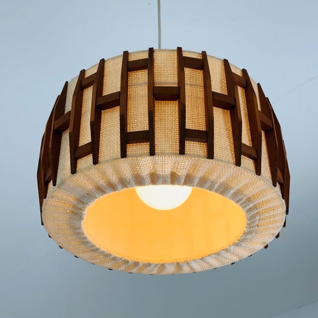 Mid-Century Modern Pendant Lamp in Teak, 1960s For Sale - Image 6 of 11