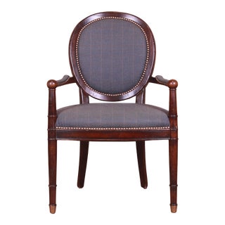 Baker Furniture French Provincial Louis XVI Carved Walnut Fauteuil For Sale