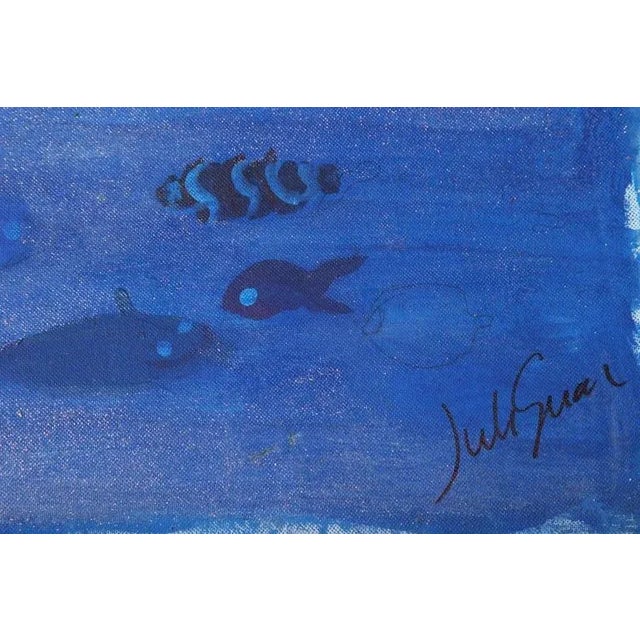 Pistachio 1999 “Habitat in Harmony” Neo Expressionist Folk Art Painting on Mixed Media by Julie Hermoso For Sale - Image 8 of 10