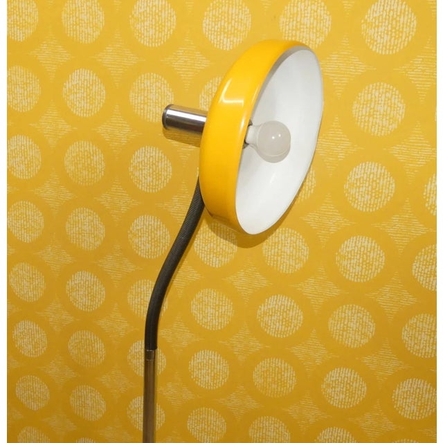 Black Large Yellow and Chrome Adjustable Gooseneck Floor Lamp, 1970s For Sale - Image 8 of 14